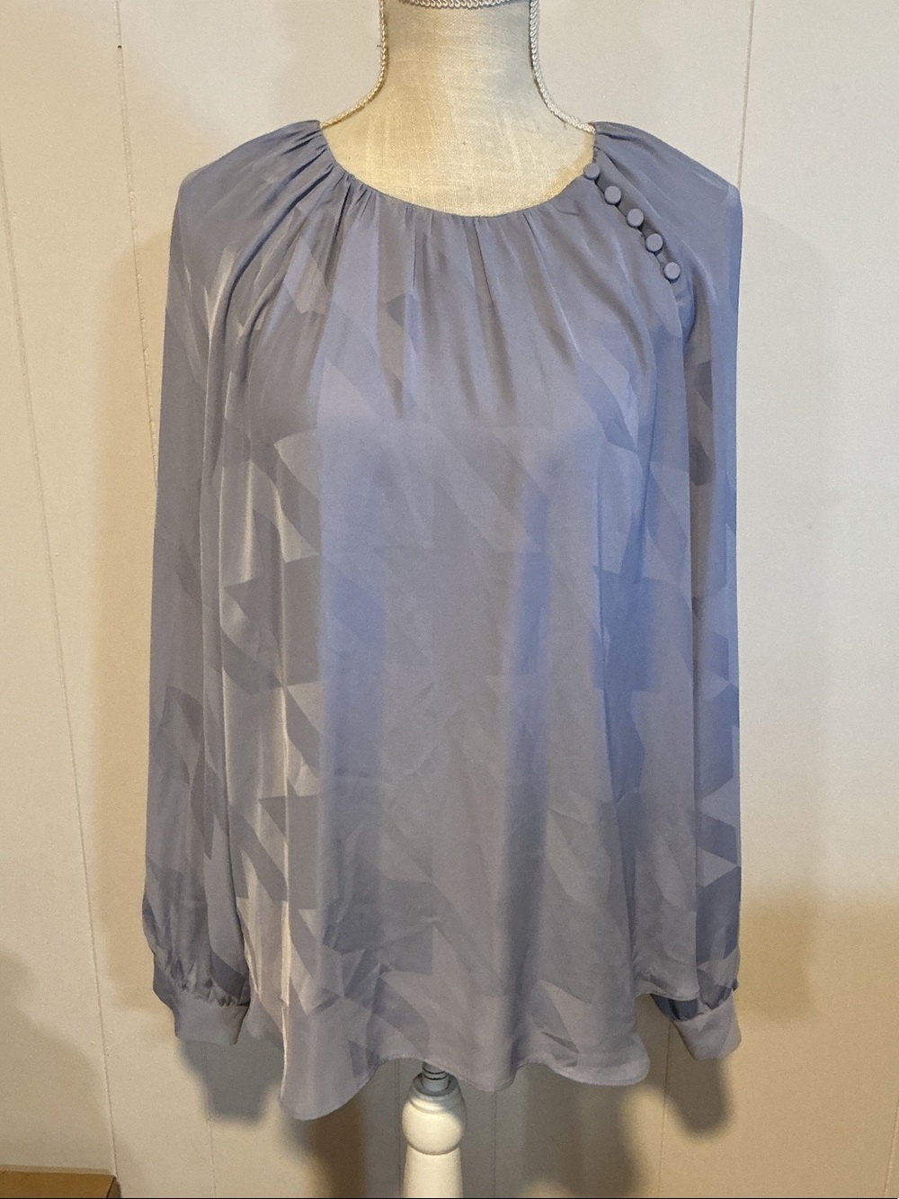 Ann Taylor Sheer Lavender Geometric Blouse